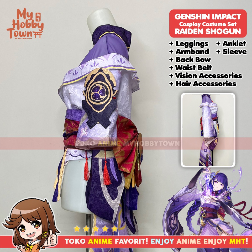 Kostum Cosplay Anime Game Genshin Impact Raiden Shogun Baal