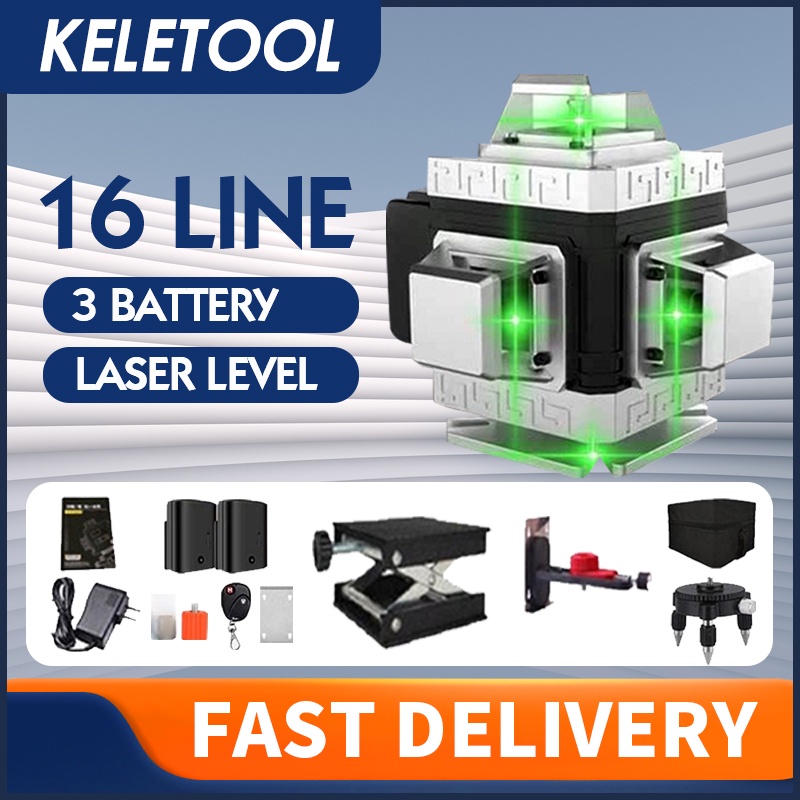 Waterpass laser level laser leveling Alat ukur self-levelling indoor-outdoor berputar 360° dengan pe