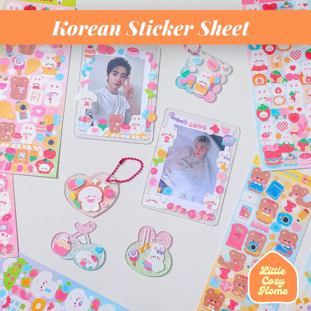 Korean Sticker Sheet / Cute Cartoon Animals Roll Deco Stickers / Stiker Gulung Kertas Motif ala Korea Lucu Unik Murah Dekorasi Alat Tulis Kado Anak Perempuan