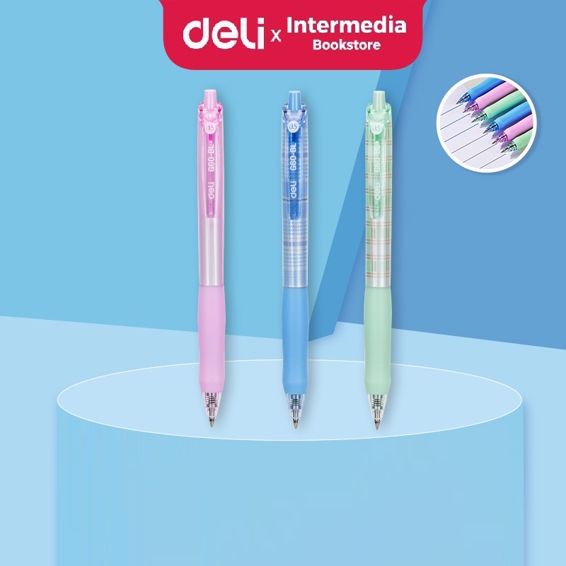 

Deli EG60 Retracable Gel Pen / Pulpen Gel Cetak 0.5 mm Tinta Hitam Desain Corak