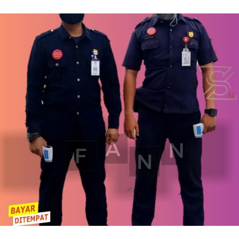 SERAGAM SAFARI HITAM terbaru/SECURITY safari/Satpam/Safari hitam lengan pendek/panjang/pria/wanita