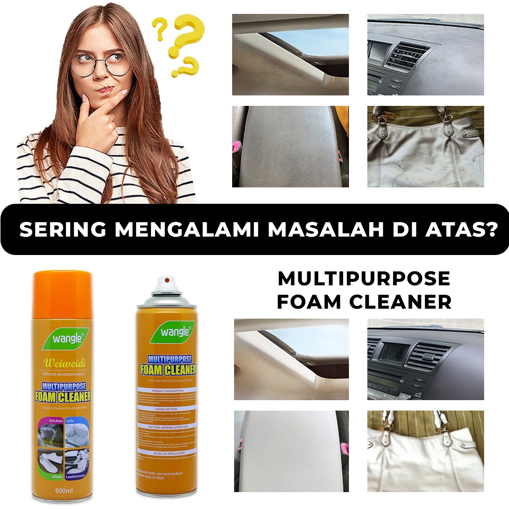 Spray Pembersih Multifungsi Wangle Cleaner Foam Multipurpose Semprotan Busa Penghilang Noda Minyak Debu Di Kursi Sofa Karpet Sepatu Interior Mobil Lainnya  Anti Ribet | GROSIRXPRESS