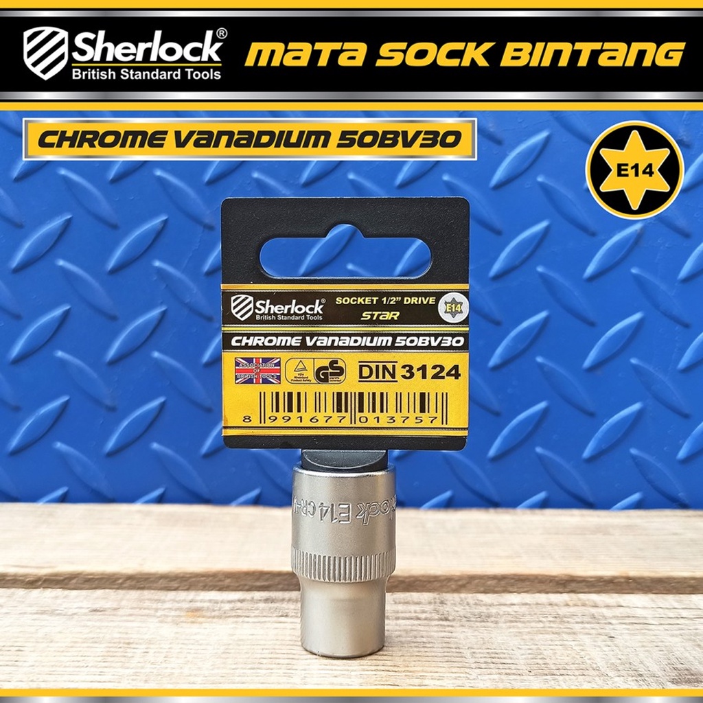 Kunci Shock Bintang Sok E14 1/2 inch Drive Star Socket Sherlock