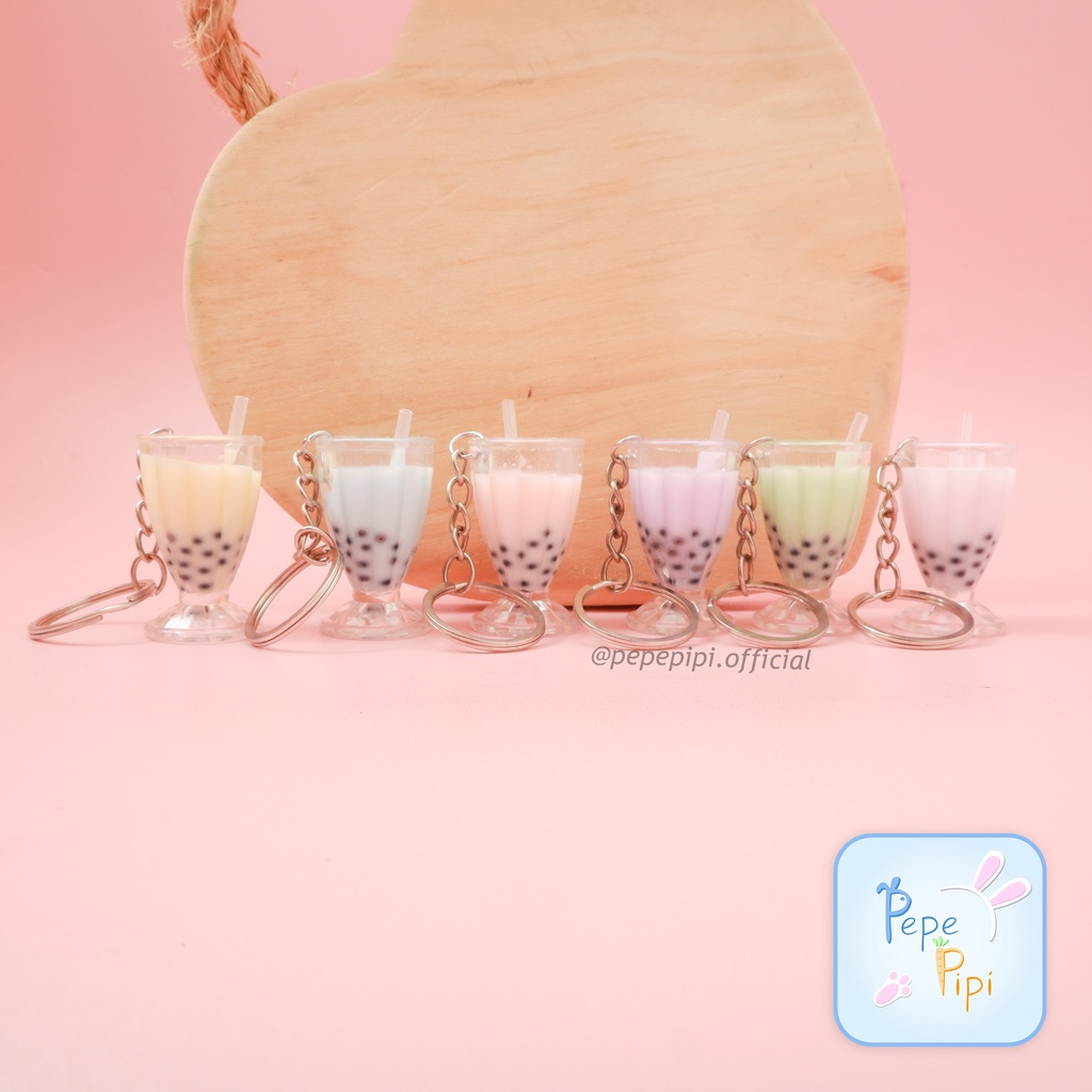 Gantungan Kunci Resin Drink Boba in Glass Ganci Keychain Hiasan Tas karet Gantung Hiasan Aksesoris Ice cream es krim