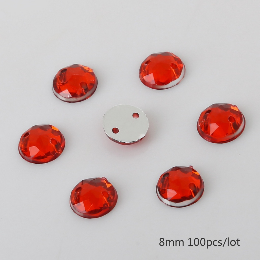 10 /12mm 2lubang Kristal Flatback Manik-Manik Akrilik Bulat Longgar Berlian Imitasi Untuk Menari Dress/Pakaian Sepatu/Dekorasipernikahan