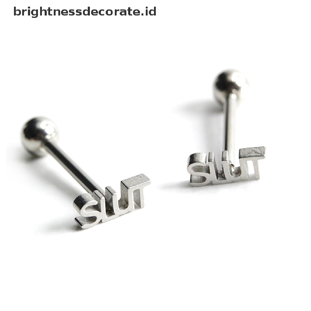 [Birth] Punk Stainless Steel Finger Kiss Lidah Cincin Perhiasan Cincin Barbel Tubuh [ID]