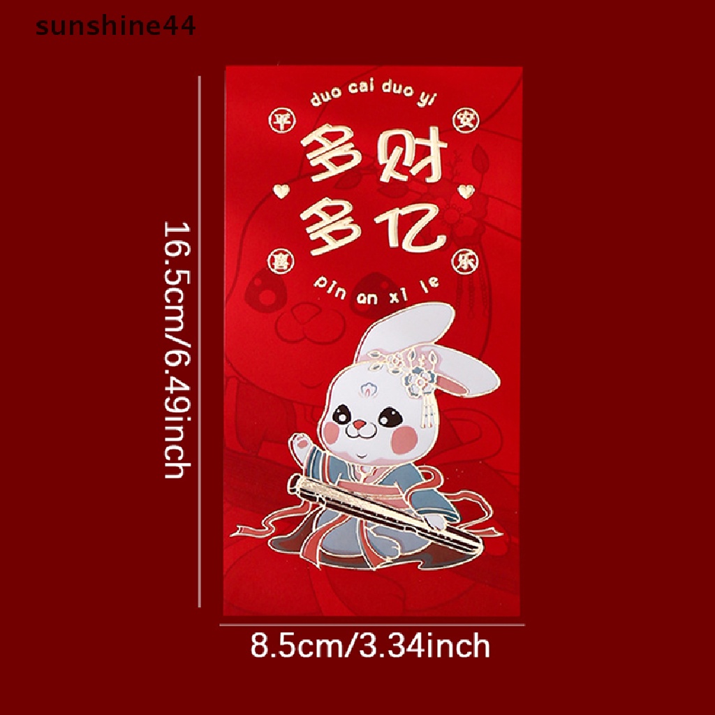 Sunshine 6PCS Amplop Merah Imlek Amplop Saku Merah Chinese Red Packet Hong Bao Amplop Uang Keberuntungan.