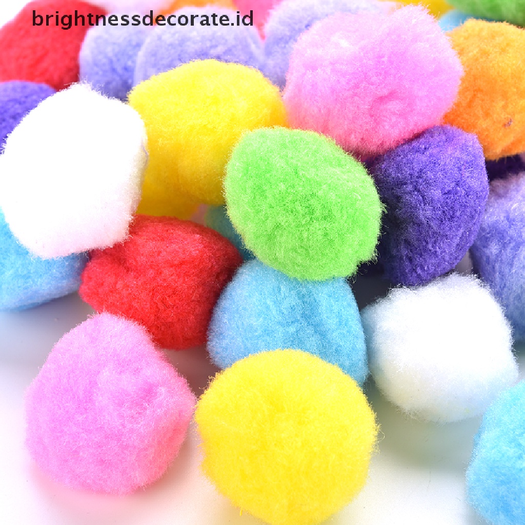 [Birth] 100pcs Pom Pom Berbulu Lembut Warna Campur Untuk Kerajinan Tangan Anak 20mm 30mm 40mm [ID]