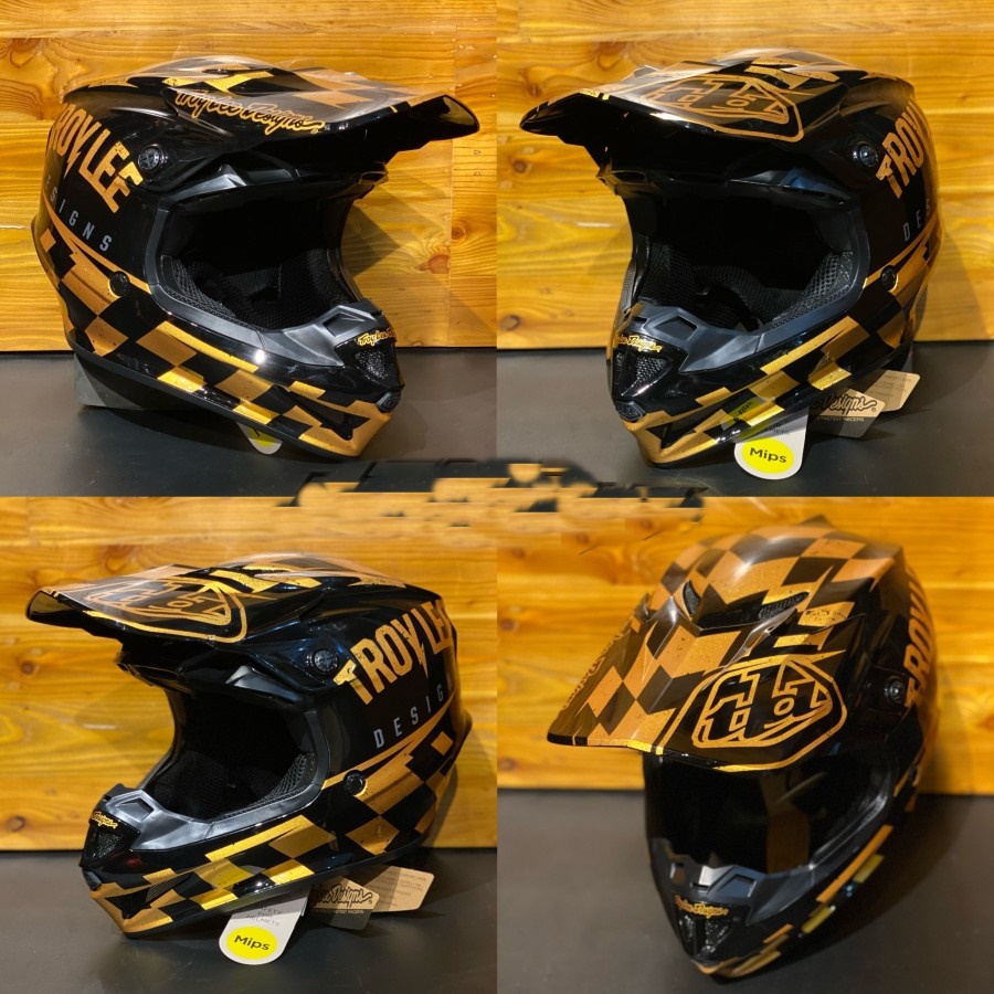Helm TLD Troy Lee Design SE4 MIPS Cross - Hitam Gold