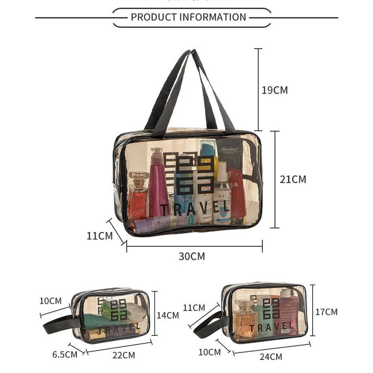 Tas Kosmetik Tas Makeup Portable Model Transparan Bahan Plastik Untuk Travel Anti Air