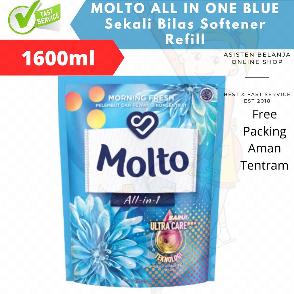 GOJEK GRAB Molto Softener Pelembut All In One Blue Sekali Bilas 1600ml / 680ml x3