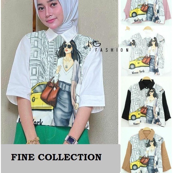 BEFAST - ZFC OOTD KEMEJA ALYSA / Kemeja crop putih Bestie Girl / Fashion Kekinian Remaja ABG / Kem bisa Di Jadikan Outer / Hem Wanita Keluaran Terbaru / Pakaian Casual Wanita Hijab / Kemeja Motif Gambar Trend