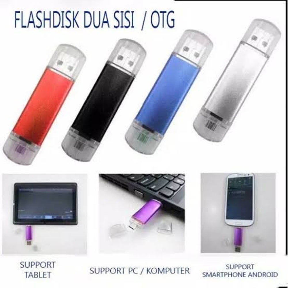 Flashdisk 2 in 1 Dua Sisi 4 GB / 8GB / 16 GB / 32 GB Flash Drive OTG Penyimpan Data Dual USB