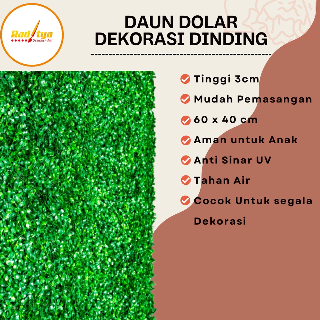 Daun Dolar Artificial Ukuran 60x40 cm Untuk Dekorasi Dinding