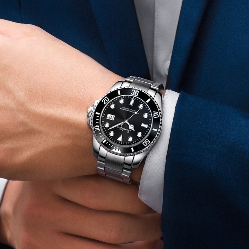 RECOMMENDED Sunlifex Jam Tangan Pria 9001-A Anti Air Original Kalender Kuarsa Tali Stainless Steel