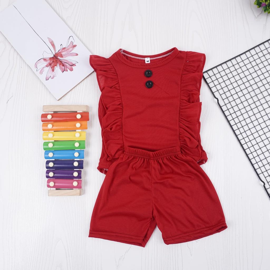 GH 1.102 - Setelan Baju Anak Vivi Atasan Bawahan Anak Perempuan Batita Kancing Ruffle Lucu