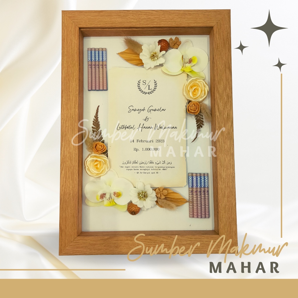 Mahar Pernikahan Bingkai  Simple Modern Rustic uk 20x30