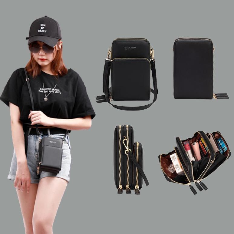 Tas Selempang Hp Wanita Resleting 3 ZEVANYA Mini Tempat Hp Forever Young Phone Bag Sling Bag "CGK.26