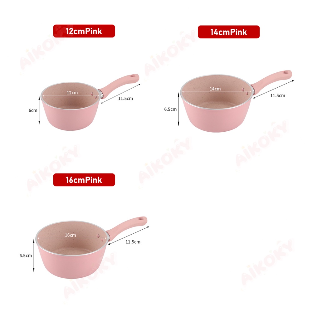 Aikoky Panci Susu Mini Panci Teflon Marble Sauce Pot Anti Lengket 12-14 CM