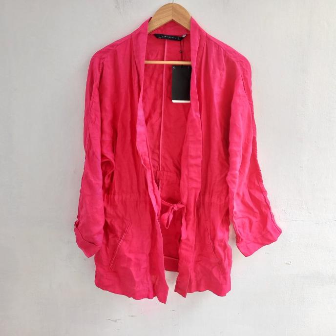 Blazer Linen Kimono Dye Pink Zara Woman Terbaru