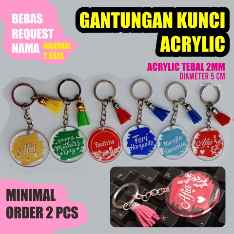 Jual Ganci Akrilik Lettering Gantungan Kunci Akrilik Custom Nama Ganci Akrilik Custom