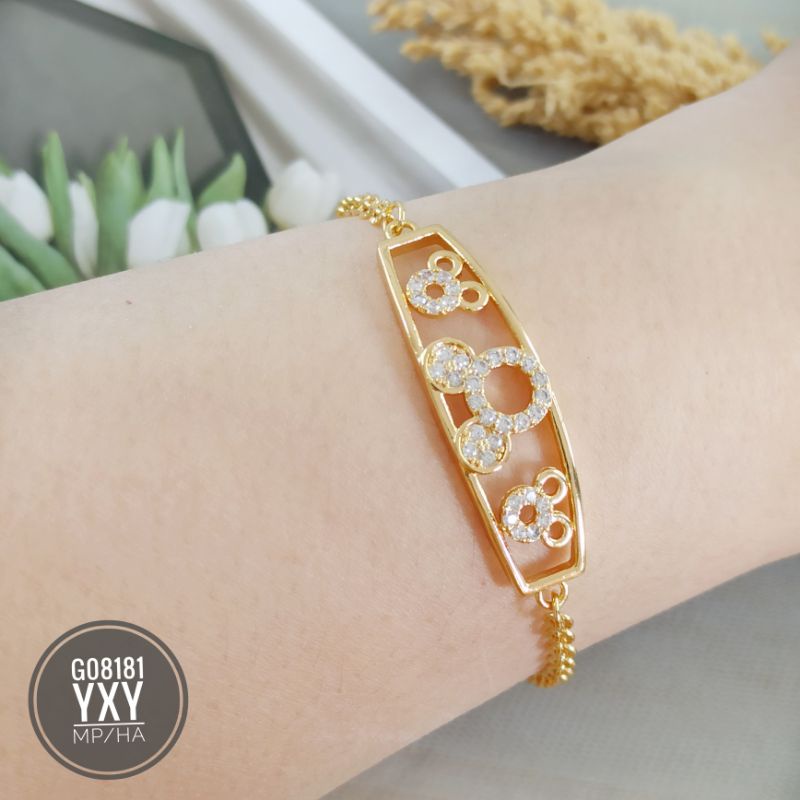 Gelang tangan Yaxiya nori mickey gold G08181