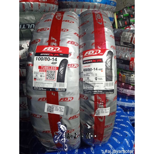 PROMO paketan BAN luar FDR sport XR UK 100/80 - 80/90 ring 14 tubeless free pentil