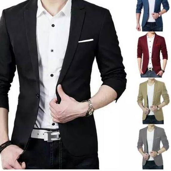 Depan1 Jaz blazer pria hitam/jaz pria keren/baju atasan cowok/jas almamater murah