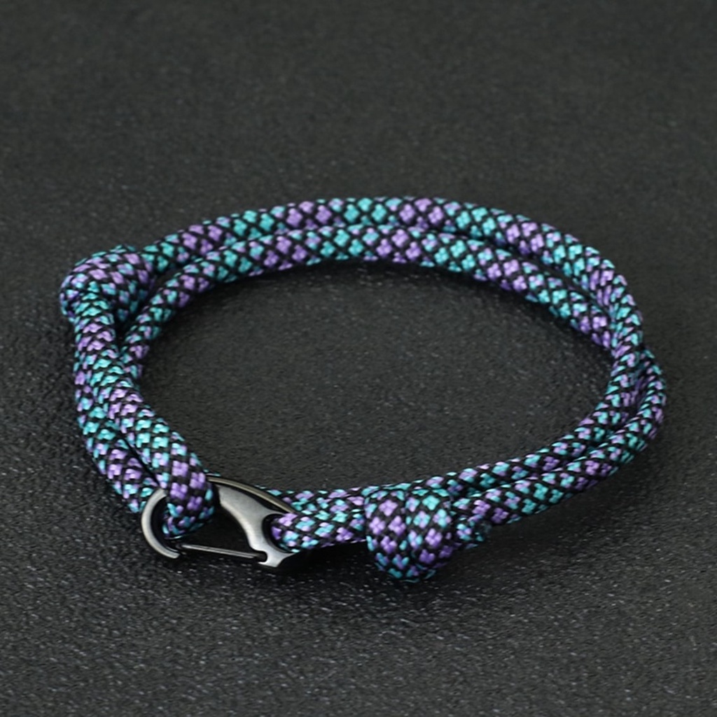 Gelang Paracord Motif Pengait Tipe C Shakle Buckle 2 Layer Elegan Pria Wanita Pendaki Gunung Survival
