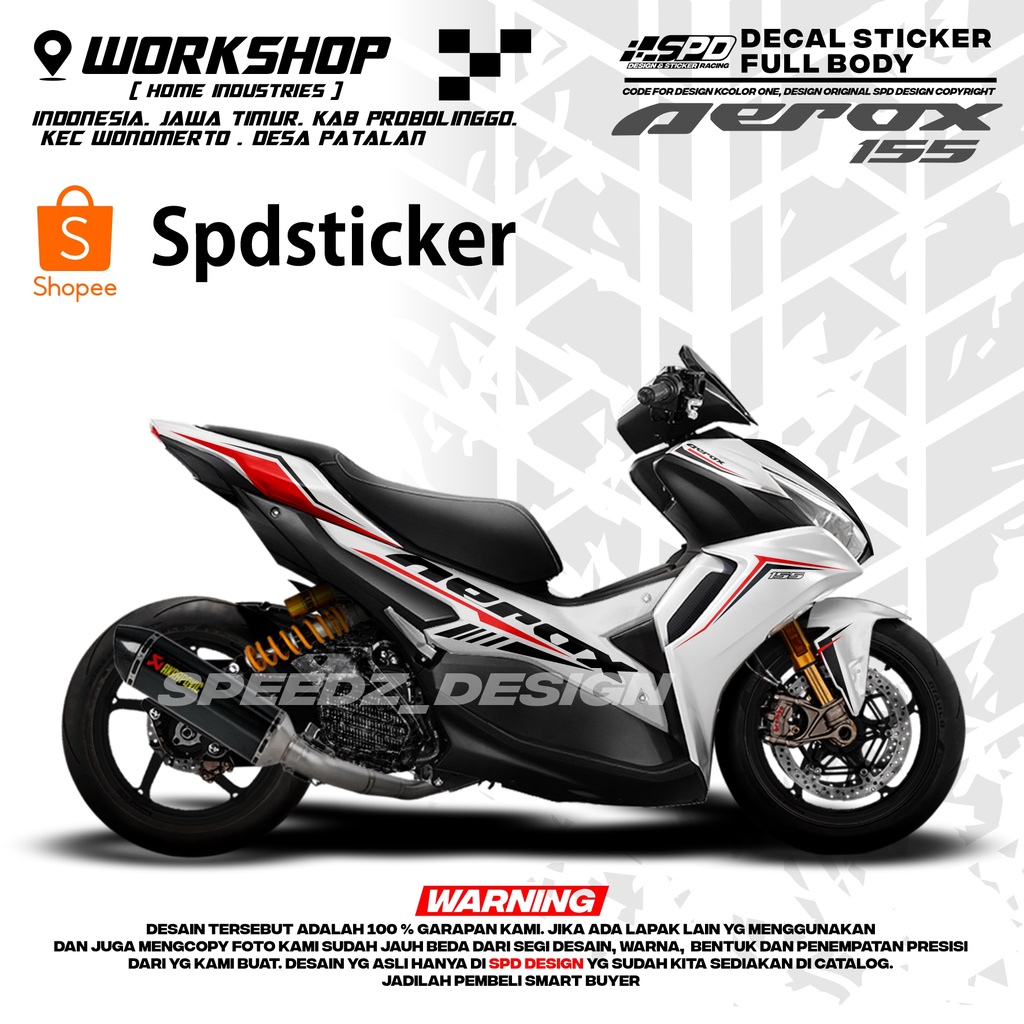 decal stiker aerox 155 white putih merah elegant full body