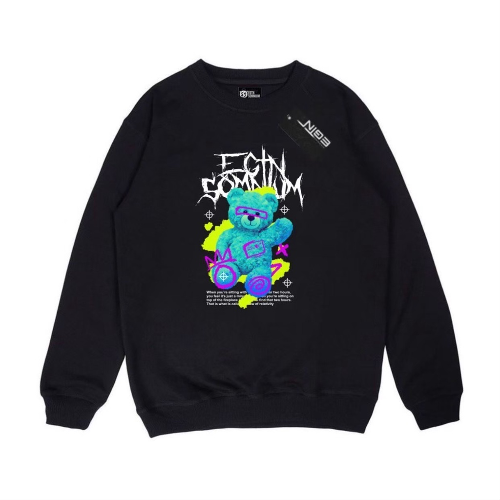 CREWNECK PRIA HITAM MOTIF SIMPEL EIGHTYNINE TERLARIS / SWEATSHIRT BHAN FLECE TEBAL ORIGINAL / SWEATER CREWNEK PREMIUM TERLARIS