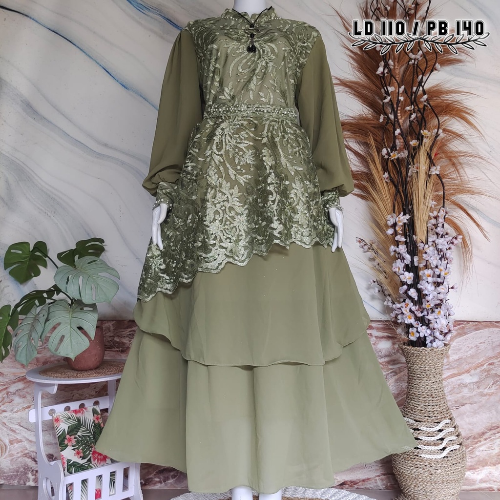 [COD] Shireen Dress MRC Gamis Burkat / Brukat Gamis Kondangan Elegan / Mewah