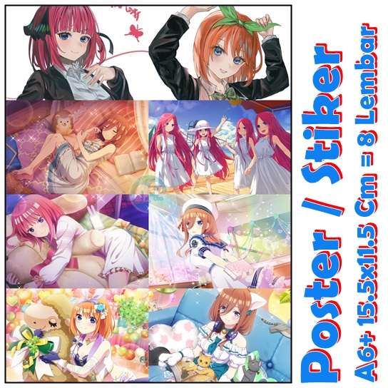 Poster / Sticker A6 Go-toubun no Hanayome Nino Yotsuba Ichika Miku itsuki Anime a3 a3+ a4  rumah wal