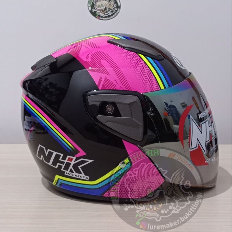 HELM NHK R7 WAGON BLACK PINK HELM NHK R7 MOTIF TERBARU