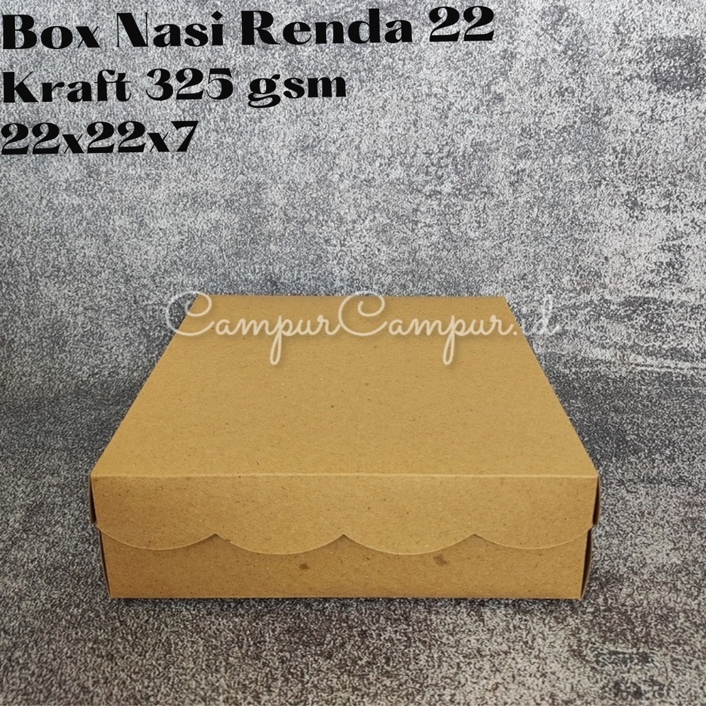 

Dus Box Kotak Nasi Kraft Coklat Renda 22x22x7 Box Kue Bolu Cupcake