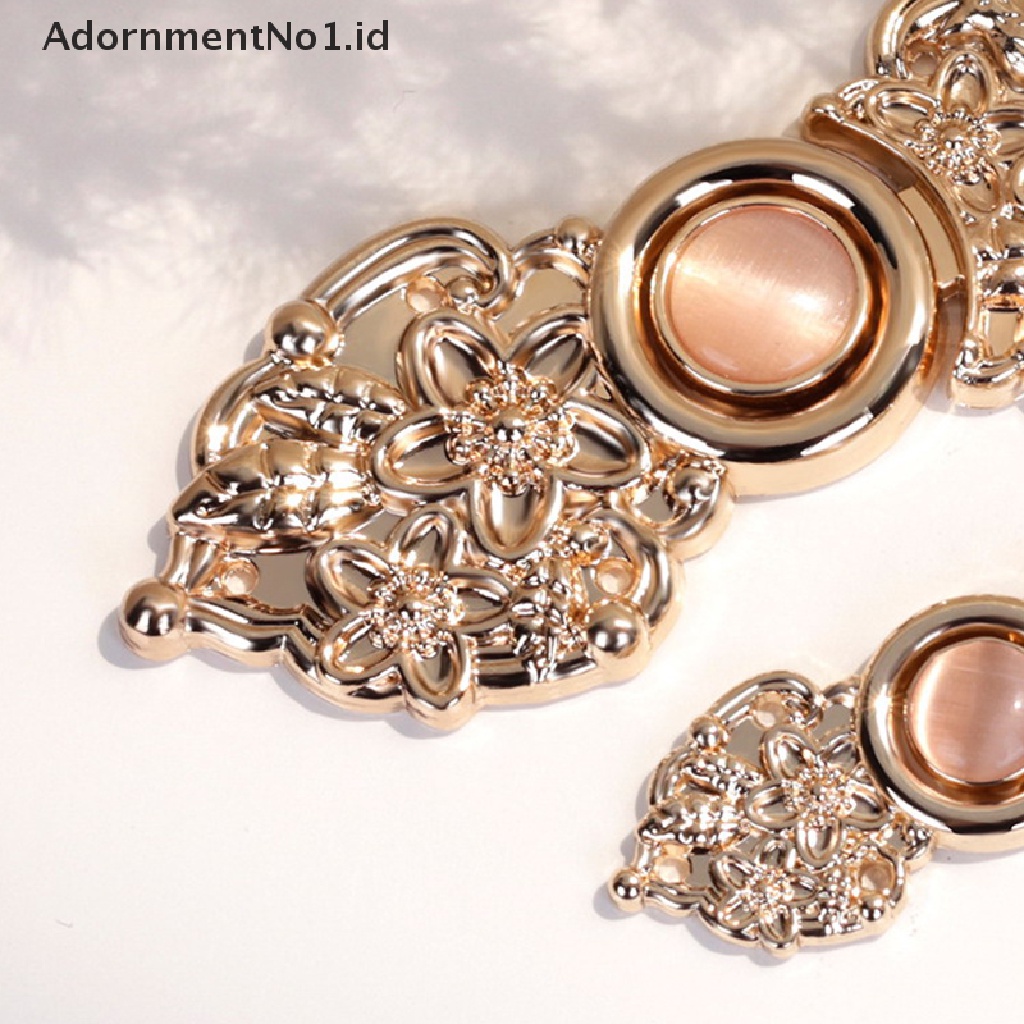 [AdornmentNo1] 2pasang Kancing Simpul Cina Cheongsam Vintage Metal Opal Button Garment Dekorasi [ID]