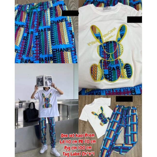 one set wanita cotton kaos import