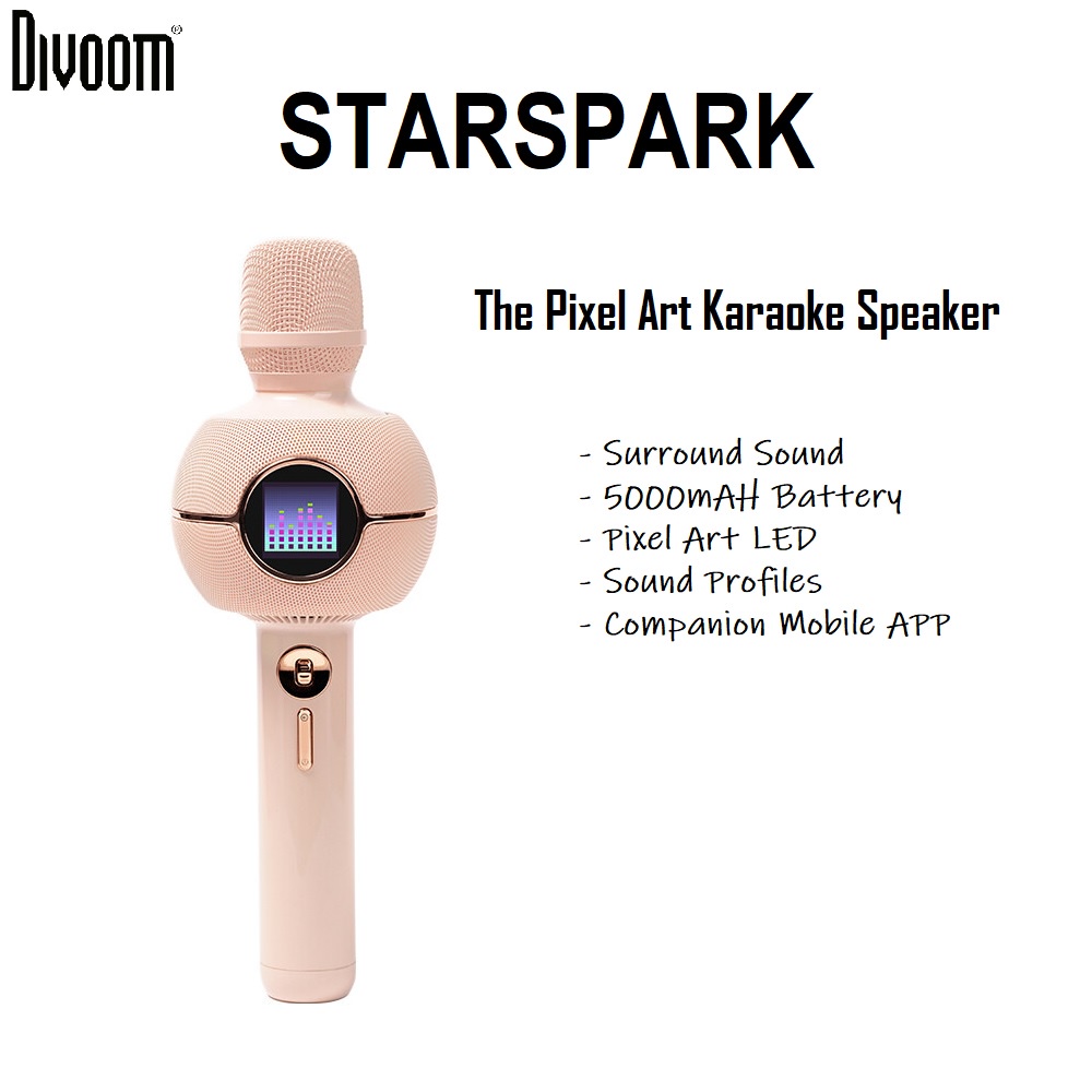 DIVOOM K STARSPARK - Handheld KTV Microphone Pixel Art Karaoke Speaker - Mikrofon Karaoke Wireless Dengan LED Pixel Art dari DIVOOM