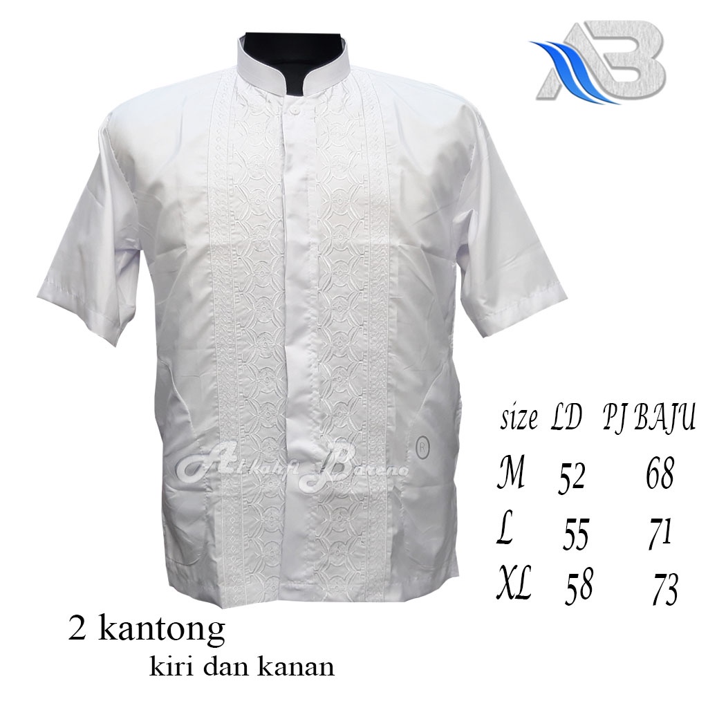 Baju Koko Pria Terbaru Al qadr/AB Alkahfi Bareno Bordir Lengan Pendek Katun COD