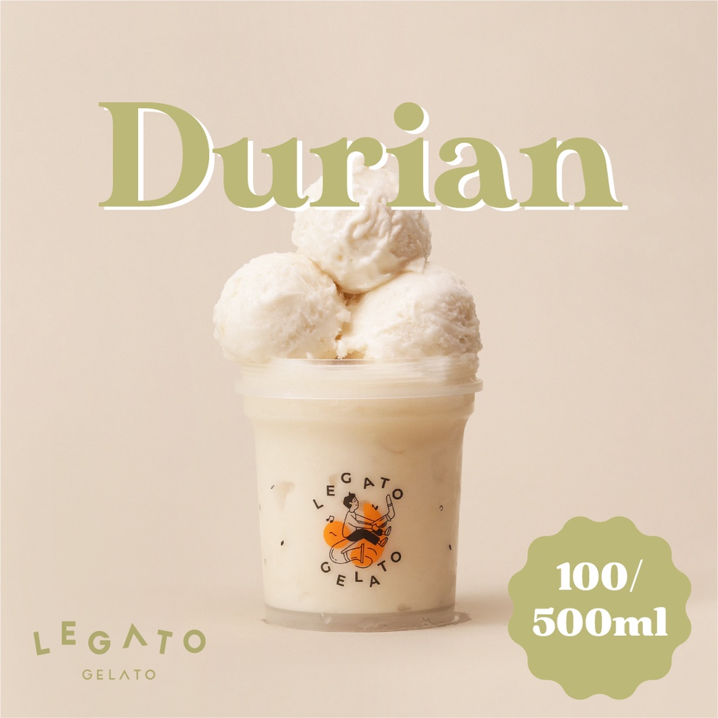 

LEGATO GELATO - Durian Pint 500 mL Cup 100 mL Ice Cream Gelato Dessert Es Krim Eskrim 500mL 100mL Frozen Cemilan Creamy Fresh Sweet Manis Refreshing Murah
