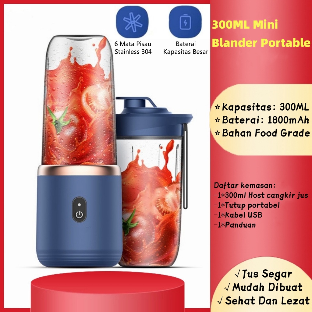 COD Blender Portable Mini Juicer 6 Mata Pisau Blander Jus Buah Port Charger USB Electric Blender Kapsul