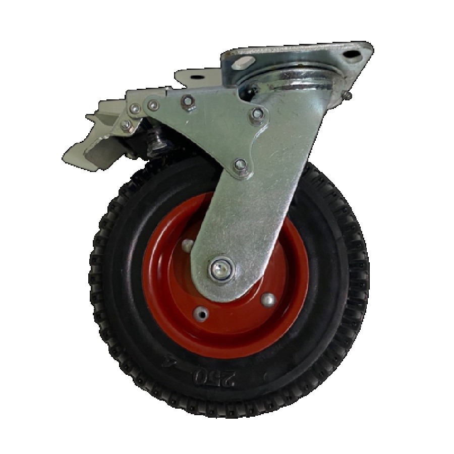 Roda Troli / Troly Karet Mati Kembang 8&quot; Inch Rem ( Swivel Brake ) Taiwan