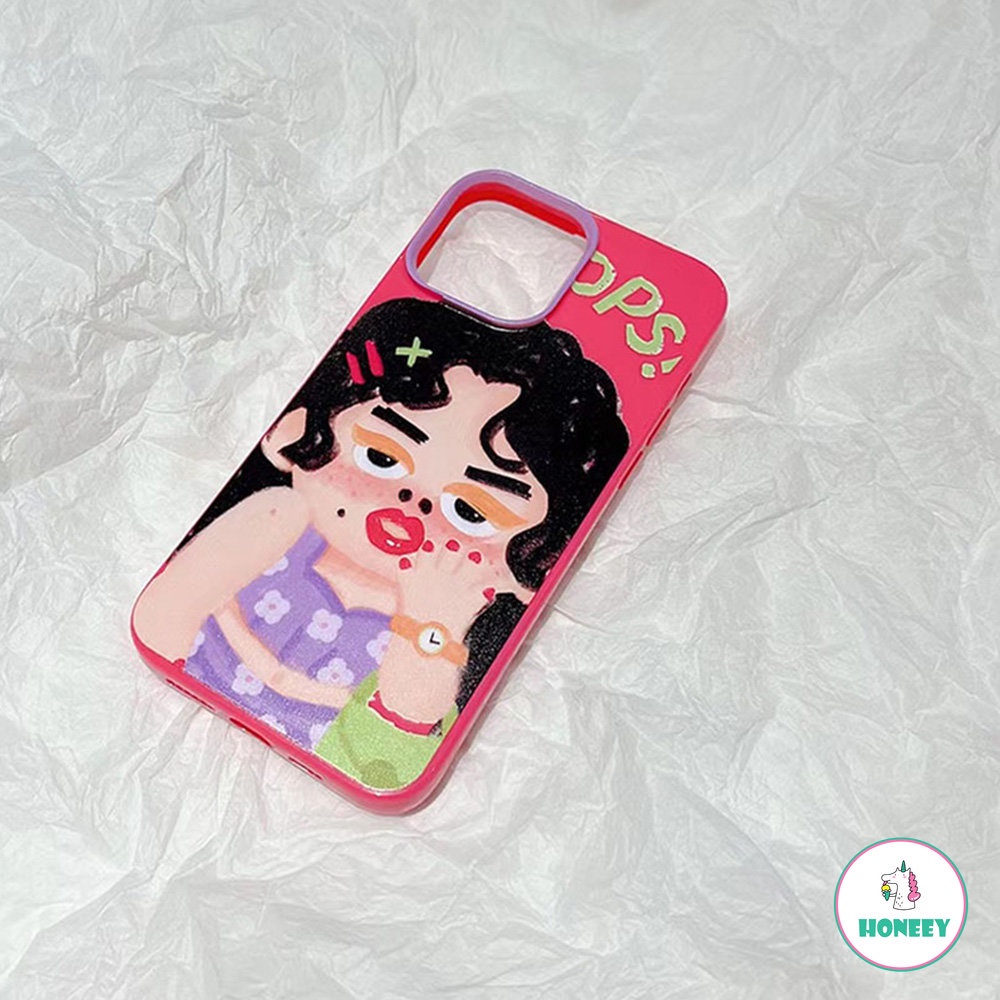 Soft Case TPU Glossy Motif Graffiti Wanita Emoji Untuk IPhone 14 13 12 11 Pro Max