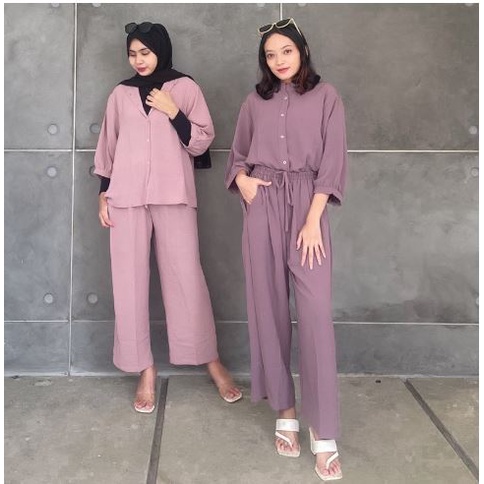 ONE SET ALEXANDRA  | OOTD WANITA MUSLIM TERKINI | SETELAN BLOUSE &amp; CELANA KULOT