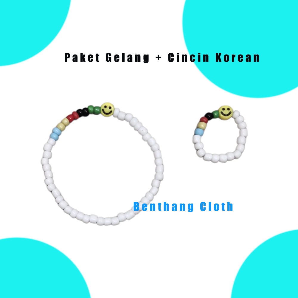 Gelang KPOP Beads Bracelet Korean Viral Gelang + Cincin