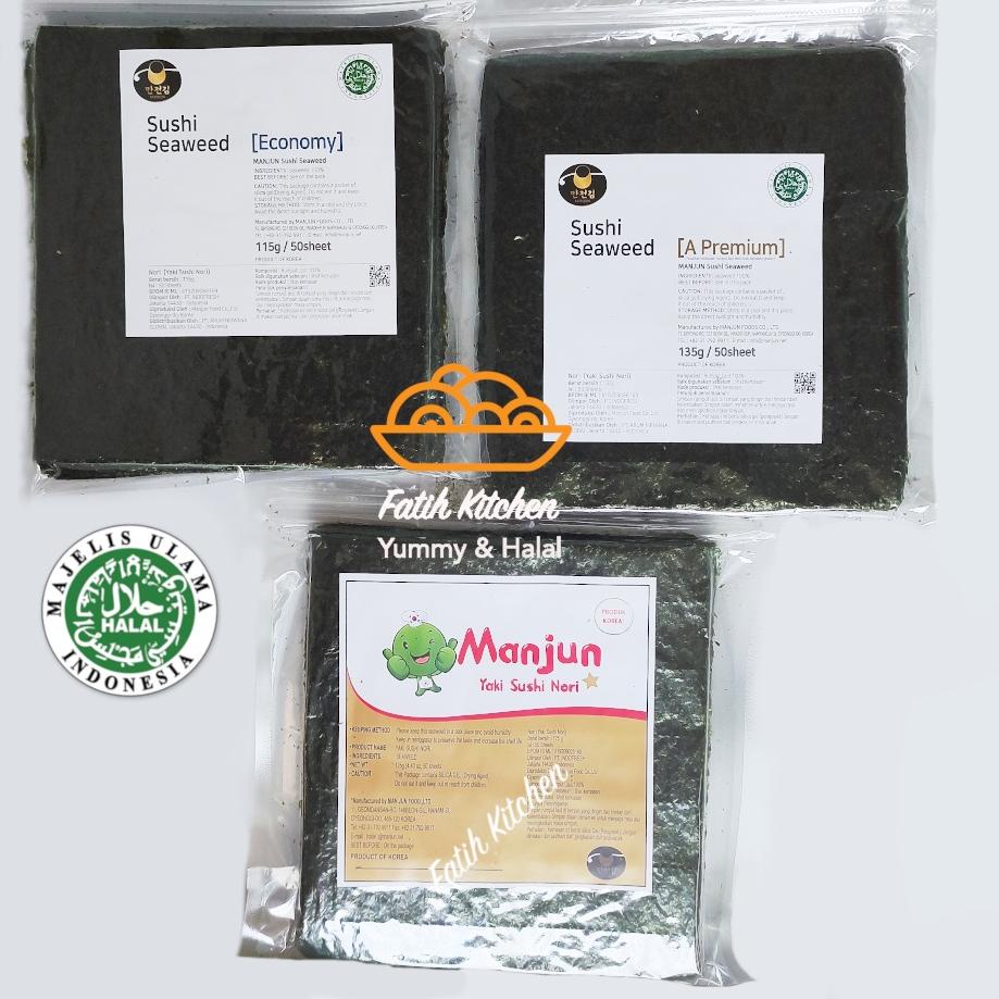 

kodeH2t7S Manjun Seaweed Sushi Nori 50 Lembar Halal - varian Economy Medium Premium - Rumput Laut