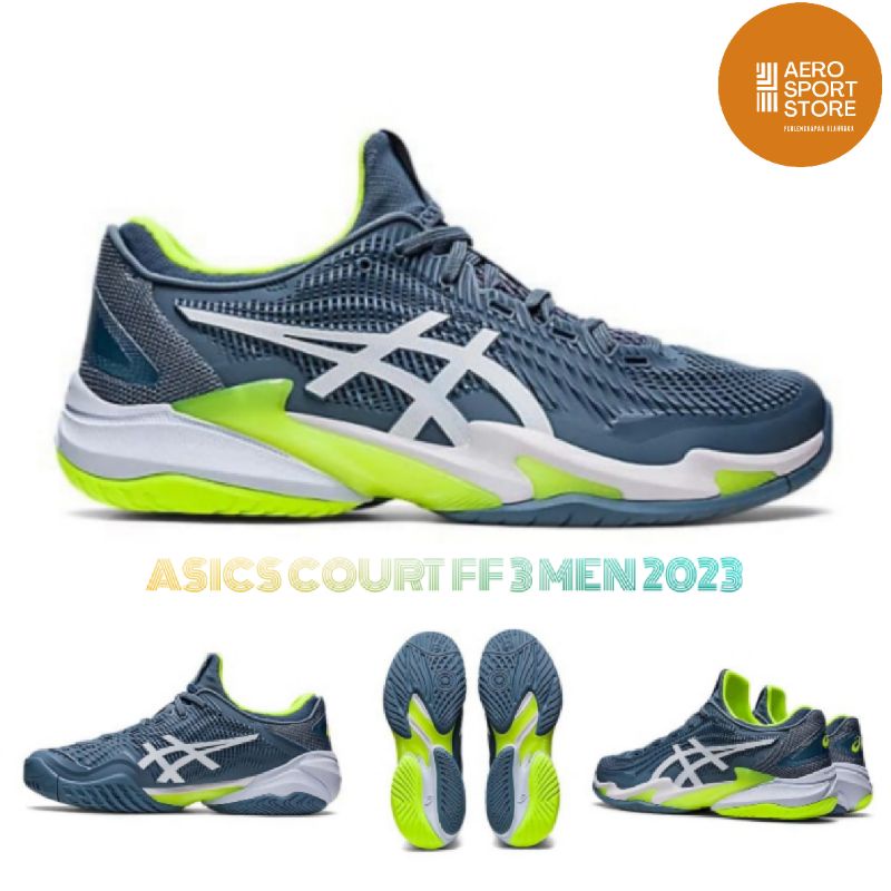 [ SEPATU TENIS LAPANGAN ASICS GEL COURT FF 3 MEN 2023 - STEEL BLUE WHITE ORIGINAL ]
