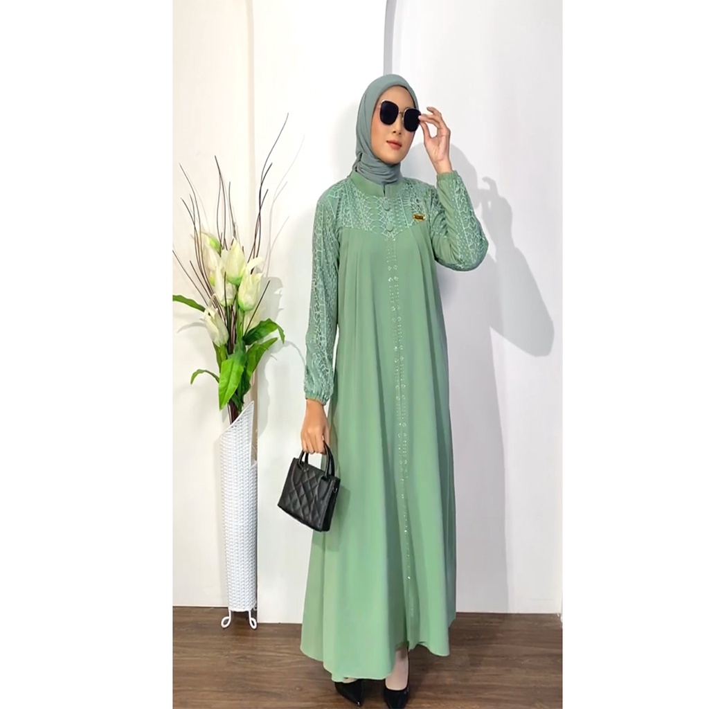 Maxi Dress Gamis Safira Ceruty armany mix brukat malika kancing Bungkus terbaru