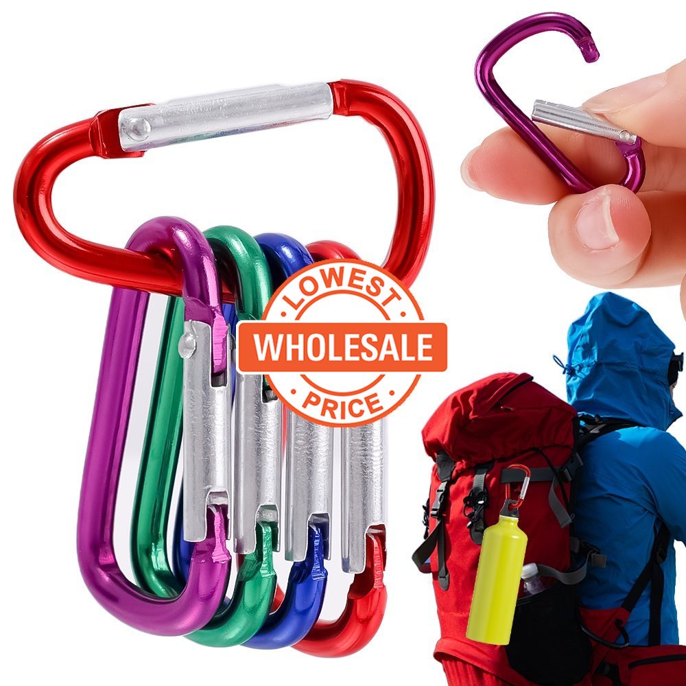 [Harga Grosir]1pc Klip Carabiner Mini Bentuk D Bahan Aluminum Alloy Warna Acak Untuk Rumah / Camping / Hiking / Travel