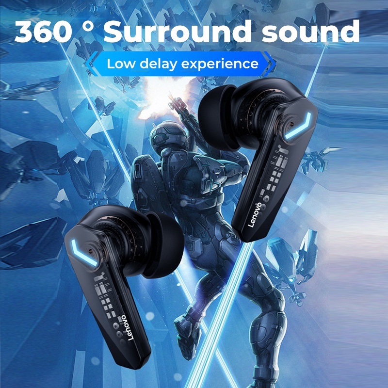 Thinkplus Lenovo GM2 Pro TWS Earphone Bluetooth 5.3 Headset Gaming Nirkabel Low Delay Bass HIFI Latensi rendah with Mikrofon 100%